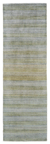 10' Blue and Green Ombre Hand Woven Runner Rug